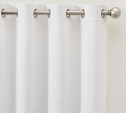 Open Box: Seaton Textured Cotton Grommet Blackout Curtain, 50"W x 84"L - White, Pewter Grommet