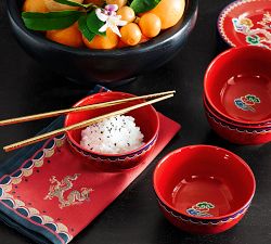 Lunar New Year Stoneware Rice Bowls - Set of 4