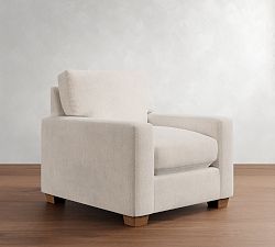 Open Box: PB Comfort Modern Square Arm Recliner - Sunbrella® Performance Slub Tweed Pebble , Seadrift