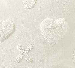 XO Heart Sherpa Embroidered Pillow Cover