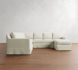 York Square Arm Slipcovered 4-Piece Chaise Sectional  (115")