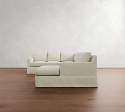 York Square Arm Slipcovered 4-Piece Chaise Sectional  (115")