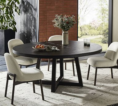 Jenny Round Reclaimed Pine Wood Extendable Dining Table (60
