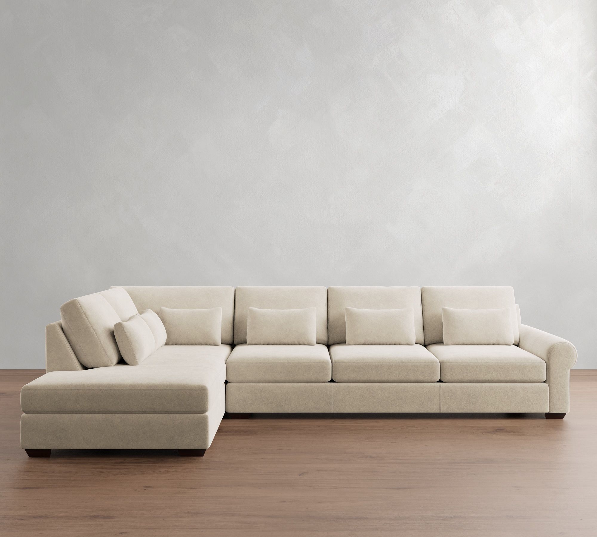 Big Sur Roll Arm Deep Seat Leather Return Bumper Sectional (122"&ndash;154") - thumbnail 8