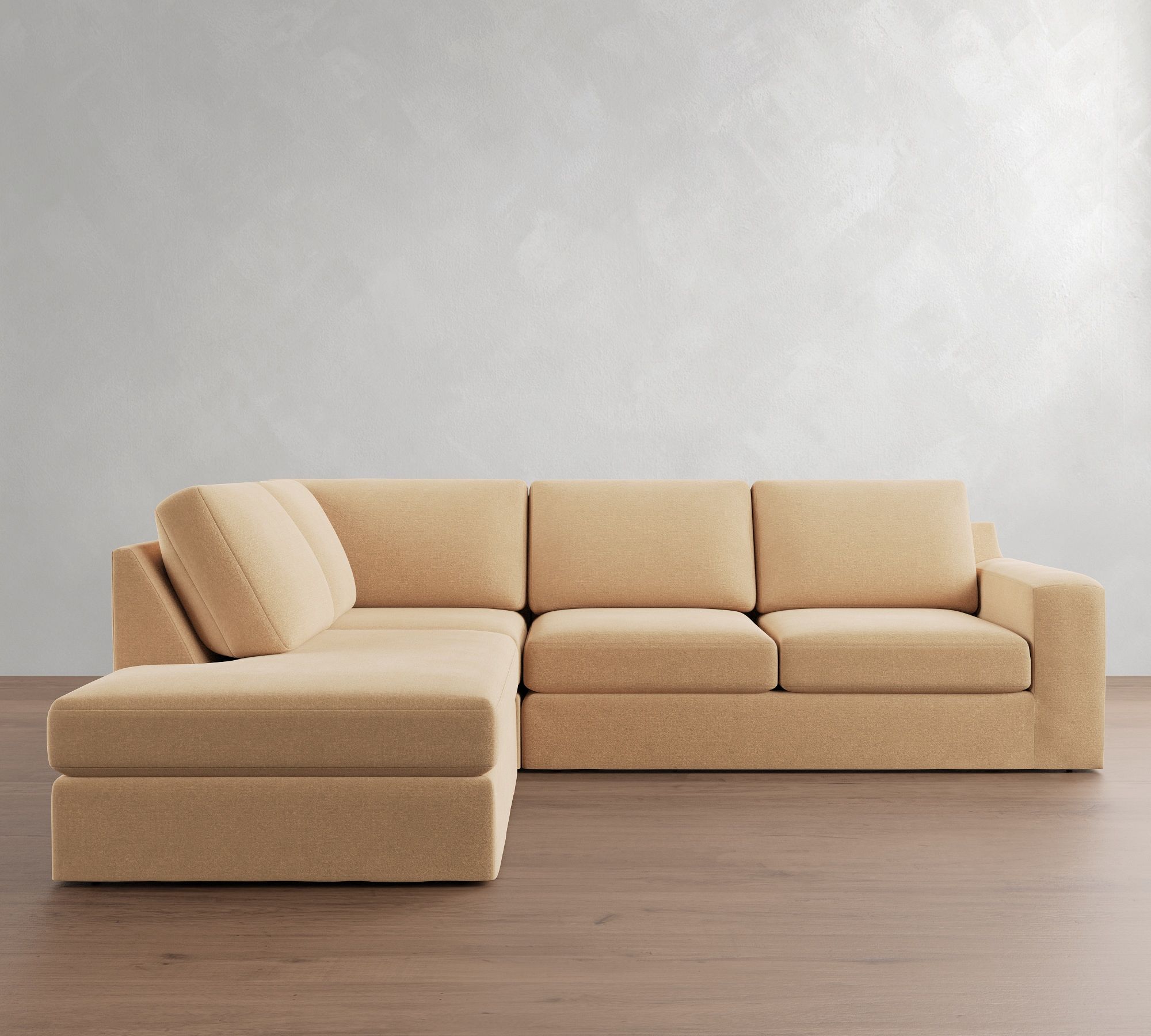 Big Sur Square Arm Slipcovered 3-Piece Bumper Sectional (114")