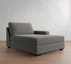 Open Box: Big Sur Square Arm Right Wide Chaise - Heathered Chenille Charcoal, Espresso