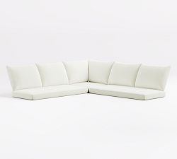 Cushion Cover Only: Lakewood Sectional 3pc - 1 LA Loveseat, 1 Corner, 1 RA Loveseat; High Performance Heathered Canvas, White