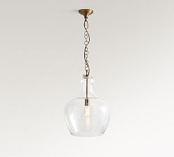 Open Box: Flynn Recycled Glass Pendant, Large (17") - Tumbled Brass