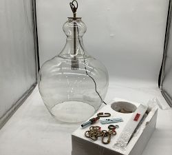 Open Box: Flynn Recycled Glass Pendant, Large (17") - Tumbled Brass