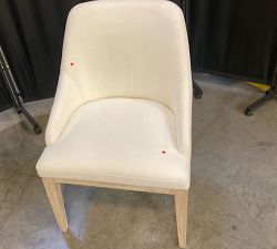 Open Box: Layton Upholstered Dining Armchair - Performance Basketweave Warm White, Sandwash