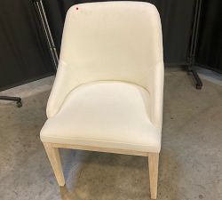 Open Box: Layton Upholstered Dining Armchair - Performance Basketweave Warm White, Sandwash