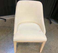 Open Box: Layton Upholstered Dining Armchair - Performance Basketweave Warm White, Sandwash