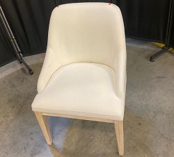 Open Box: Layton Upholstered Dining Armchair - Performance Basketweave Warm White, Sandwash