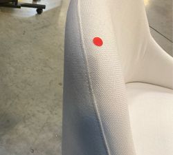 Open Box: Layton Upholstered Dining Armchair - Performance Basketweave Warm White, Sandwash