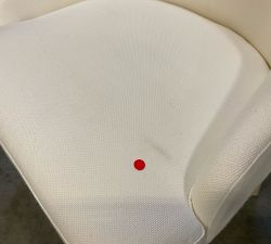 Open Box: Layton Upholstered Dining Armchair - Performance Basketweave Warm White, Sandwash