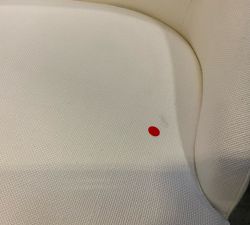 Open Box: Layton Upholstered Dining Armchair - Performance Basketweave Warm White, Sandwash