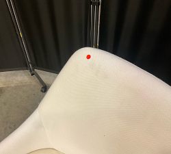 Open Box: Layton Upholstered Dining Armchair - Performance Basketweave Warm White, Sandwash