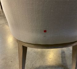 Open Box: Layton Upholstered Dining Armchair - Performance Basketweave Warm White, Sandwash