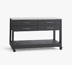Open Box: Malibu Metal Outdoor Kitchen Island (58") - Black