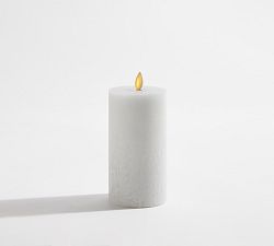 Open Box: Premium Flickering Flameless Wax Pillar Candle, Salt Washed (3" x 6") - Light Gray