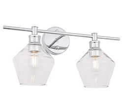 Open Box: Tolari Double Sconce (19") - Chrome &amp; Clear Glass