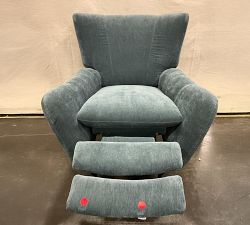 Open Box: Wells Tightback Swivel Recliner - Rustic Chenille Slate, Brass Base