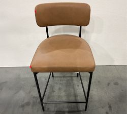 Open Box: Maison Leather Counter Stool (24") - Churchfield Camel, Antique Bronze