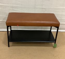 Open Box: Maison Leather Entry Shoe Bench (28") - Saddle Tan, Bronze