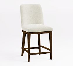 Open Box: Layton Upholstered Counter Stool (25.5") - Performance Heathered Basketweave Alabaster White, Vintage Amber