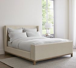 Jake Upholstered Platform Sleigh Bed with Wood Base
