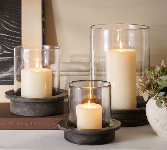 Ezra Wood Hurricane Candle Holder