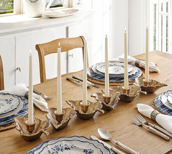 Metal Leaf Centerpiece Candle Holder
