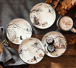 Midnight Manor Stoneware Appetizer Plates - Mixed Set of 4
