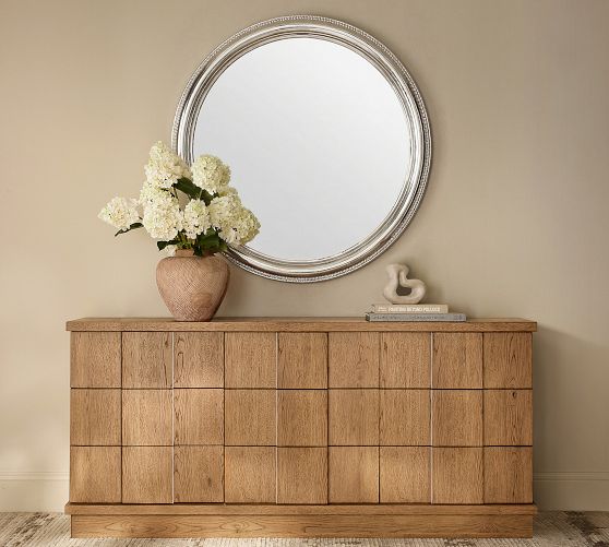 Silver Beaded Round Mirror