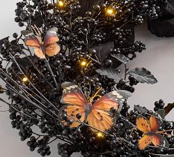 Faux Lit Berry and Butterfly Wreath