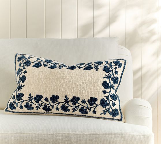 Emilie Chenille Floral Lumbar Pillow Cover