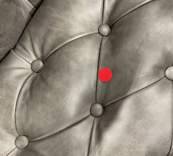 Open Box: Edgewood Leather Swivel Armchair without Nailheads - Statesville Iron, Seadrift