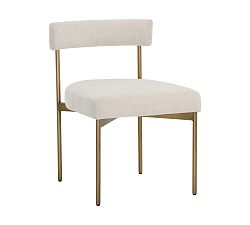 Open Box: Ember Upholstered Dining Chairs, Set of 2 - Danny Ivory, Antique Brass