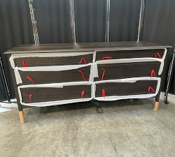 Open Box: Joselyn 6-Drawer Dresser (77") - Smoked Black Oak