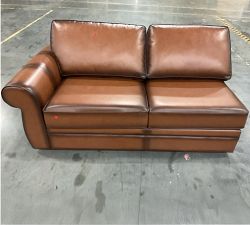 Open Box: Pearce Roll Arm Leather Left Loveseat - Burnished Saddle