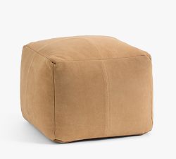 Open Box: Pieced Suede Pouf (18"Sq, 14"H) - Camel
