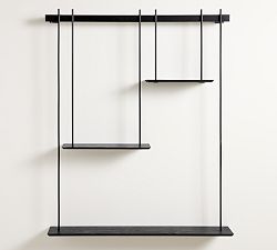 Open Box: Temple Street Hanging Wall Shelf, Large (50"W, 9"D) - Black