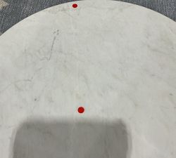 Open Box: Winslow Round Marble Bunching End Table (22") - Tobacco Brown, White Baswara