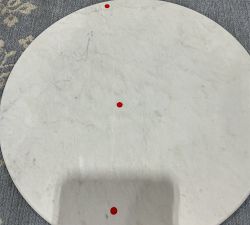 Open Box: Winslow Round Marble Bunching End Table (22") - Tobacco Brown, White Baswara