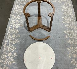 Open Box: Winslow Round Marble Bunching End Table (22") - Tobacco Brown, White Baswara