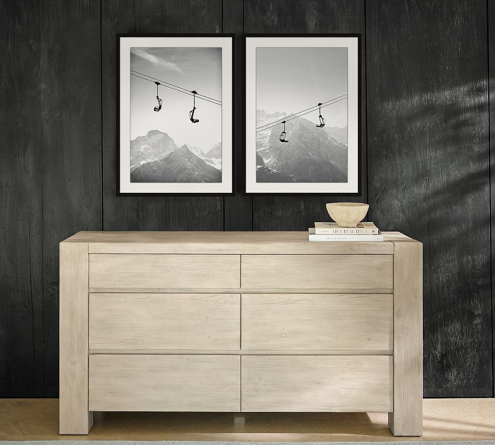 Ski Lift Diagonal Framed Print by Pottery Barn