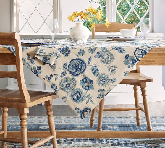 Skye Embroidered Cotton Table Throw
