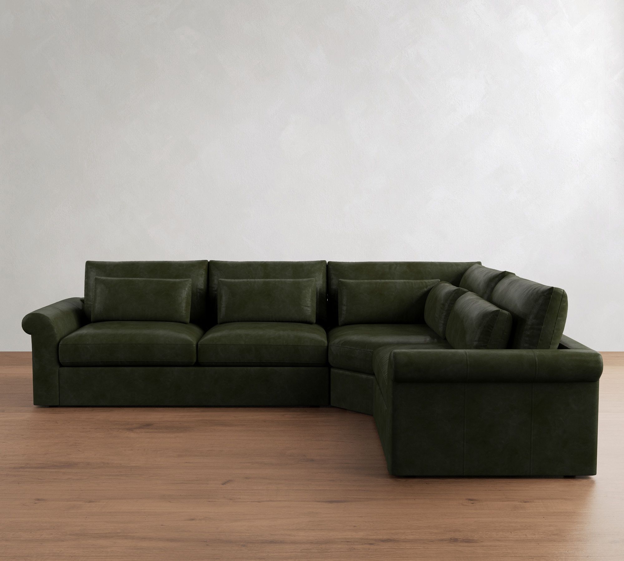 Westwood Roll Arm Deep Seat Leather 3-Piece Wedge Sectional (136") - thumbnail 8