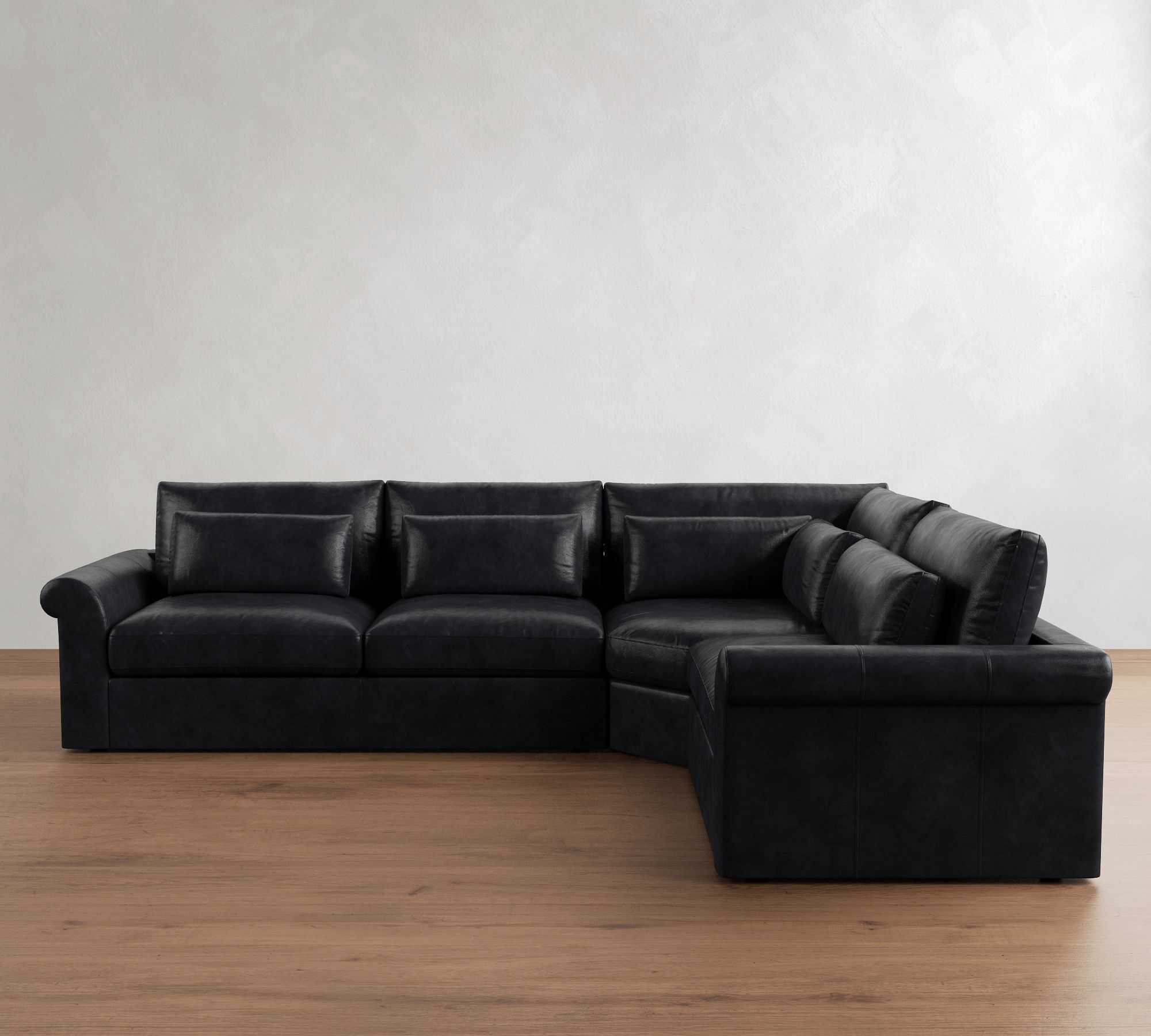 Westwood Roll Arm Deep Seat Leather 3-Piece Wedge Sectional (136") - thumbnail 9