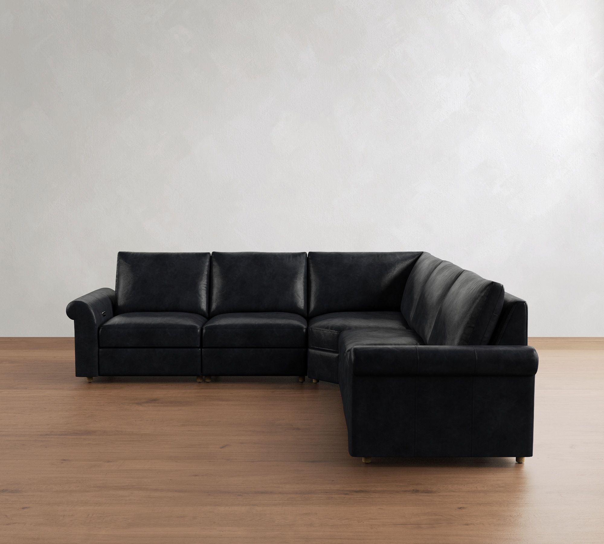 Westwood Roll Arm Leather Power Reclining L-Shaped Sectional (122")